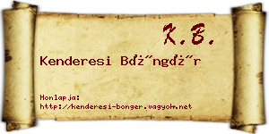 Kenderesi Böngér névjegykártya